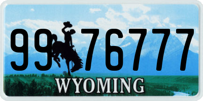 WY license plate 9976777