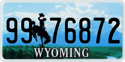WY license plate 9976872