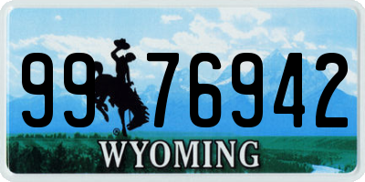 WY license plate 9976942
