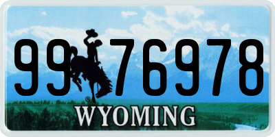 WY license plate 9976978