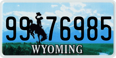 WY license plate 9976985