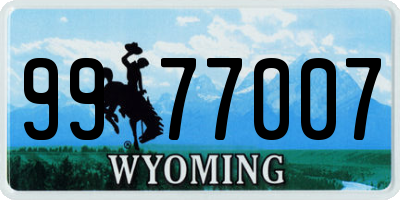 WY license plate 9977007