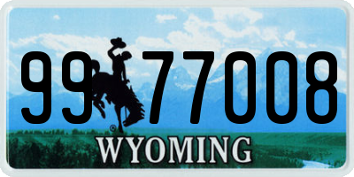 WY license plate 9977008