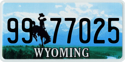 WY license plate 9977025