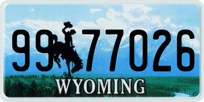 WY license plate 9977026