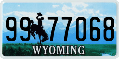 WY license plate 9977068
