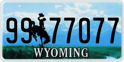 WY license plate 9977077