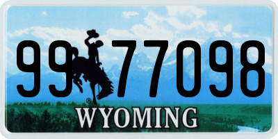 WY license plate 9977098
