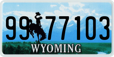 WY license plate 9977103