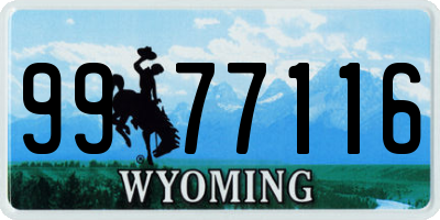 WY license plate 9977116