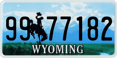 WY license plate 9977182