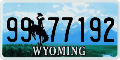 WY license plate 9977192