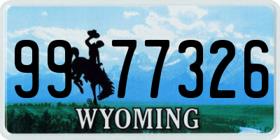 WY license plate 9977326
