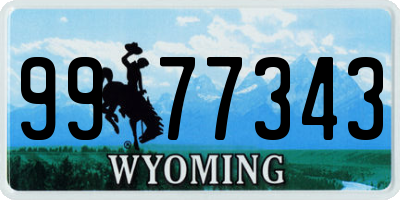 WY license plate 9977343