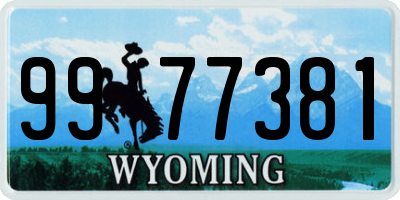 WY license plate 9977381