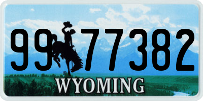WY license plate 9977382