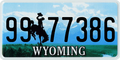 WY license plate 9977386