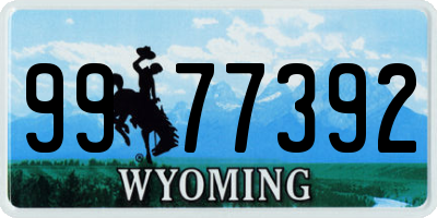 WY license plate 9977392