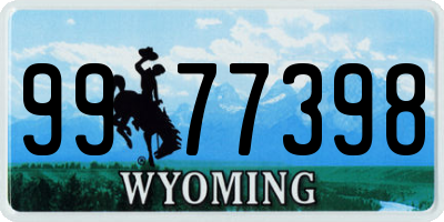 WY license plate 9977398