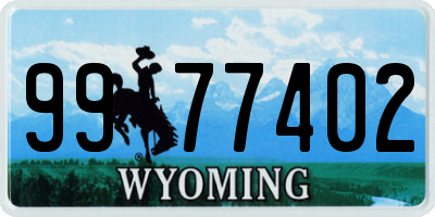 WY license plate 9977402