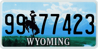 WY license plate 9977423