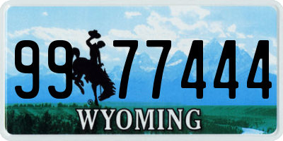 WY license plate 9977444