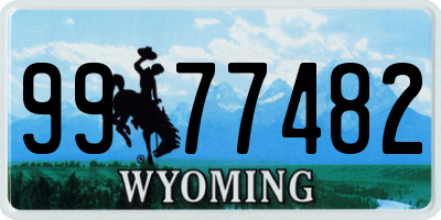 WY license plate 9977482
