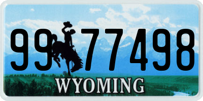 WY license plate 9977498