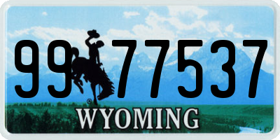 WY license plate 9977537