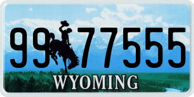 WY license plate 9977555