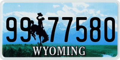 WY license plate 9977580