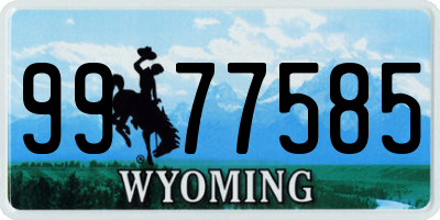 WY license plate 9977585