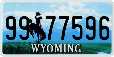 WY license plate 9977596
