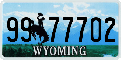 WY license plate 9977702