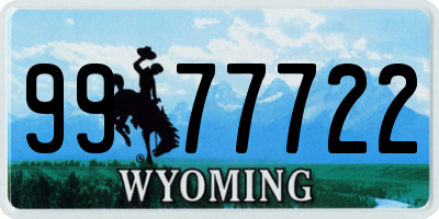 WY license plate 9977722