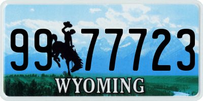 WY license plate 9977723