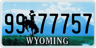 WY license plate 9977757
