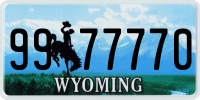 WY license plate 9977770