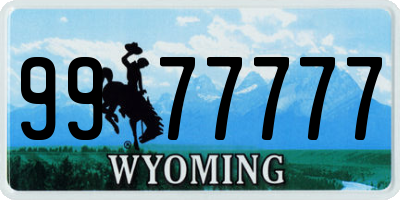 WY license plate 9977777