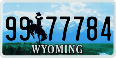 WY license plate 9977784