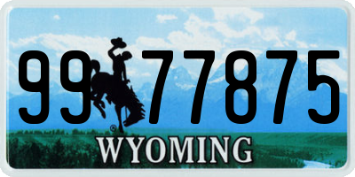 WY license plate 9977875