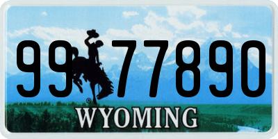 WY license plate 9977890