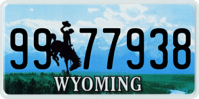 WY license plate 9977938