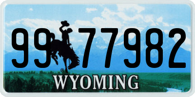 WY license plate 9977982