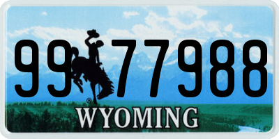 WY license plate 9977988