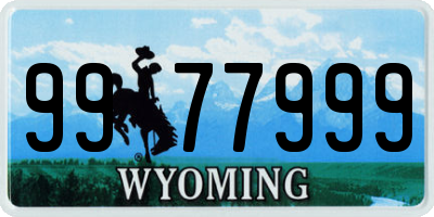 WY license plate 9977999