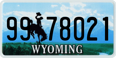 WY license plate 9978021