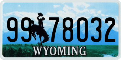 WY license plate 9978032