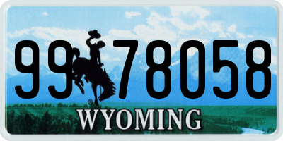 WY license plate 9978058