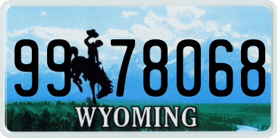 WY license plate 9978068